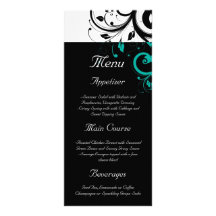 Black and White with Teal Reverse Swirl Customised Rack Card
