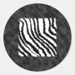 Black and White Zebra Print Pattern. Round Stickers