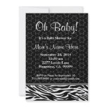 Black and White Zebra Stars Neutral Baby Shower Announcement