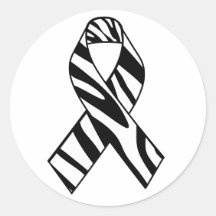 Black and White Zebra Stripe Awareness Ribbon Round Sticker