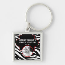 Black and WhiteZebra Print Animal Patter Key Chain