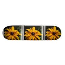 Black and Yellow Flower Skateboard