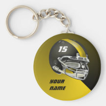 Black and Yellow Gold Football Helmet Key Chain