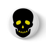 Black and Yellow Skull Button