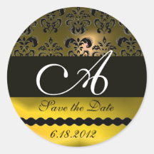 BLACK AND YELLOW TOPAZ DAMASK MONOGRAM, STICKER