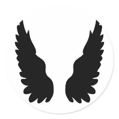 black angel wings round sticker by Tomaniac