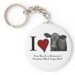 Black Angus Beef  - I love heart design Key Chains