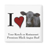 Black Angus Beef  - I love heart design Magnets