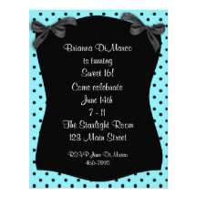 Black Aqua Polka Dot Invitation