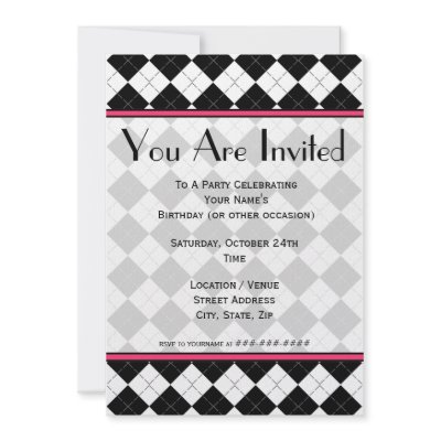 Black Argyle Fashion Invitation by thepinkschoolhouse