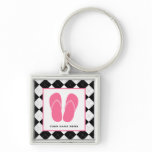 Black Argyle & Pink Flip Flops