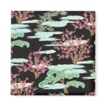 Black Asian Cherry Blossom Print Magnets