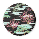 Black Asian Cherry Blossom Print magnets