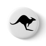 black australian kangaroo - australia pinback button