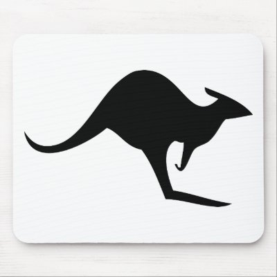 black australian kangaroo - australia mouse mats by Tomaniac