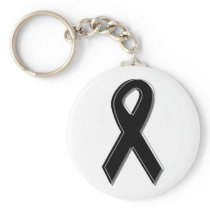 Black Awareness Ribbon Keychain