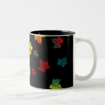 black back autumn leaves design mug