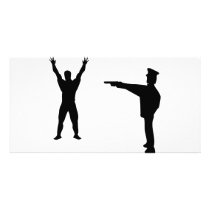 black bandit and policeman icon personalized photo card
