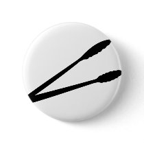 black barbecue tongs icon pin