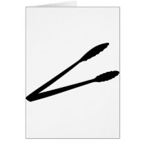 black barbecue tongs icon greeting cards