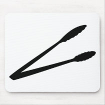 black barbecue tongs icon mouse pad