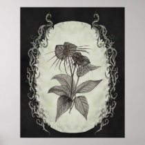 Black Bat Plant Botanical Print