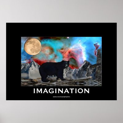 Black Bear IMAGINATION Motivational Art Poster by RavenSpiritPrints