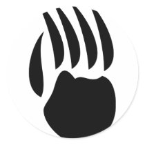 black bear paw round sticker