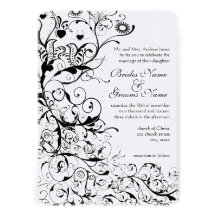 Black Birds & Swirls Wedding Invitation