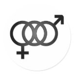 Black Bisexual Symbol Round Sticker
