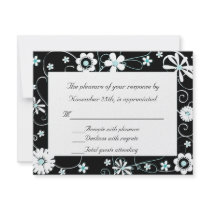 Black, Blue and White RSVP Card Invite