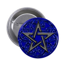 Black & Blue Celtic Pentagram Button