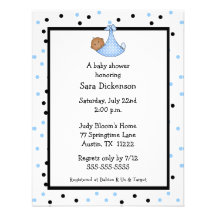Black & Blue Dot Baby Boy Shower Invitation