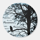 Black & Blue Nevermore Raven Silhouette Magnets