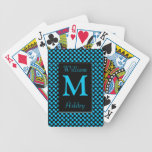 Black Blue Polka Dots Monogrammed Playing Cards