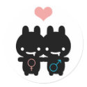 Black Bunny Love Stickers (White)