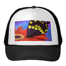 Black Butterfly Daisy Painting - Multi Trucker Hats