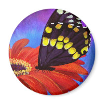 Black Butterfly Daisy Painting - Multi