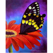 Black Butterfly Daisy Painting - Multi