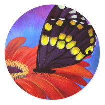 Black Butterfly Daisy Painting - Multi