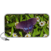 Black Butterfly On Flowers Travel Speaker