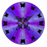 black Butterfly on Pink rainbow in leather optics Clock