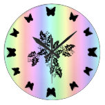 black Butterfly on  Rainbow Wall Clock