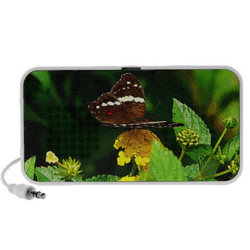 Black Butterfly on Yellow Lantana Travel Speaker