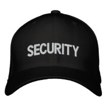 Black cap embroidered with word SECURITY Embroidered Baseball Caps