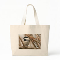 Black capped chickadee canvas bags