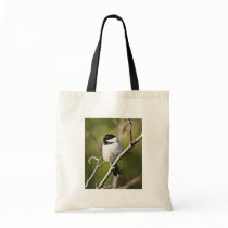 Black-capped chickadee tote bags