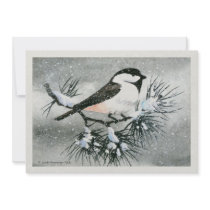 Black Capped Chickadee Bird Invitation