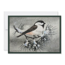 Black Capped Chickadee Bird Invitation