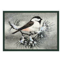 Black Capped Chickadee Bird Invitation